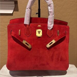 Red Suede Women's Bag